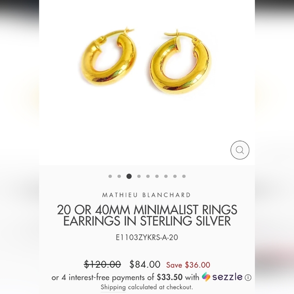 Gold over Silver 925 Puffed Hoops Earrings - Picture 13 of 13